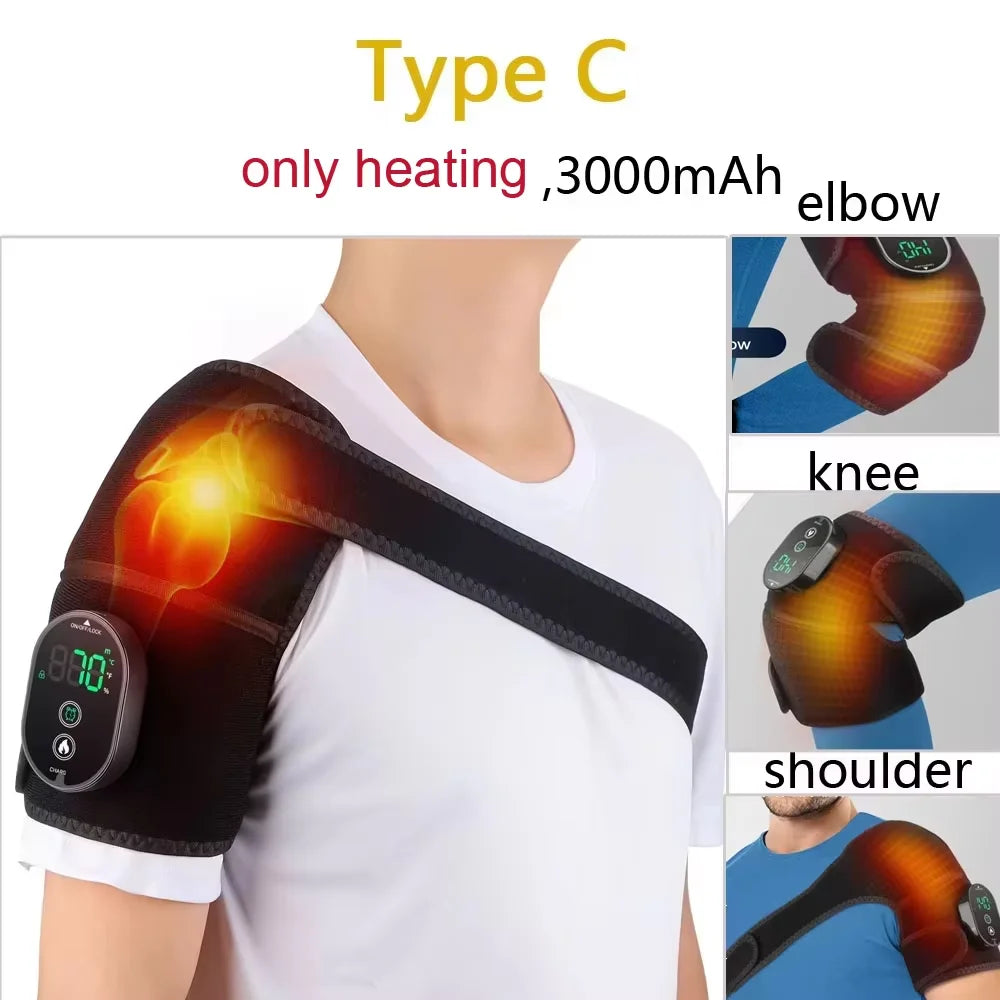 Electric Heating Shoulder & Knee Massager – Vibration Heat Therapy Brace