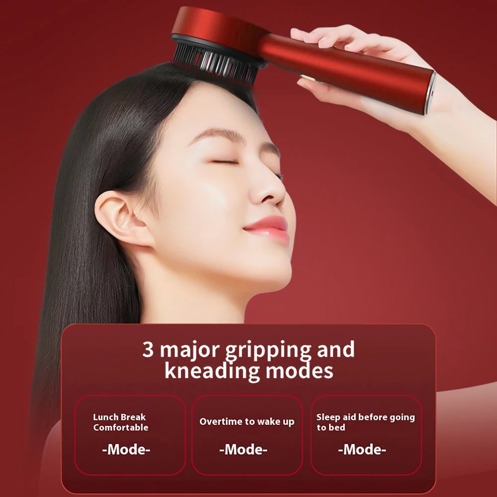 Electric Scalp Massager Comb with Red Light & Serum Applicator