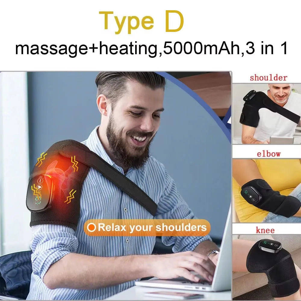 Electric Heating Shoulder & Knee Massager – Vibration Heat Therapy Brace
