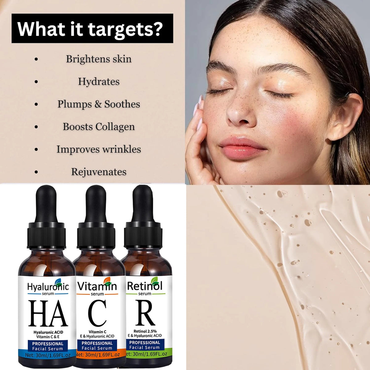 Bloom & Bare Vitamin C Retinol Set – Anti-Aging Serum Trio