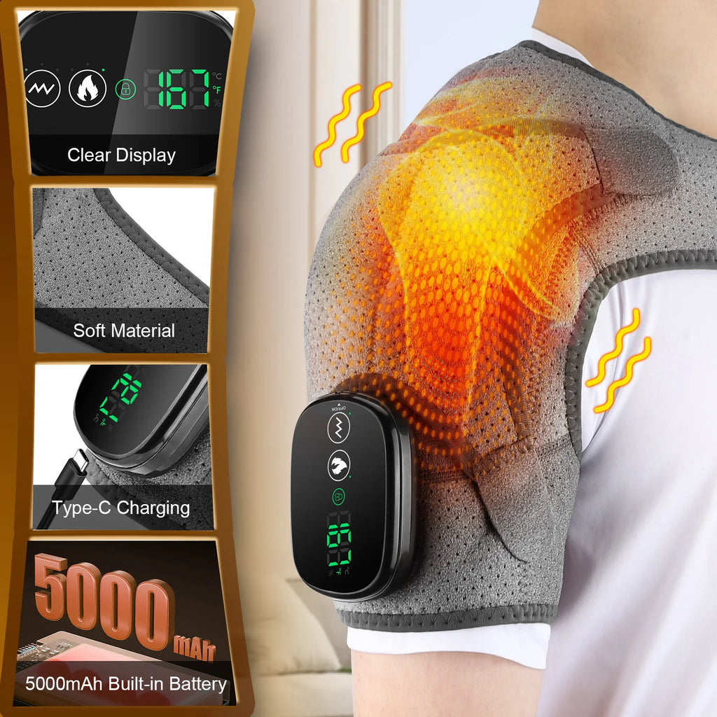 Electric Heating Shoulder & Knee Massager – Vibration Heat Therapy Brace