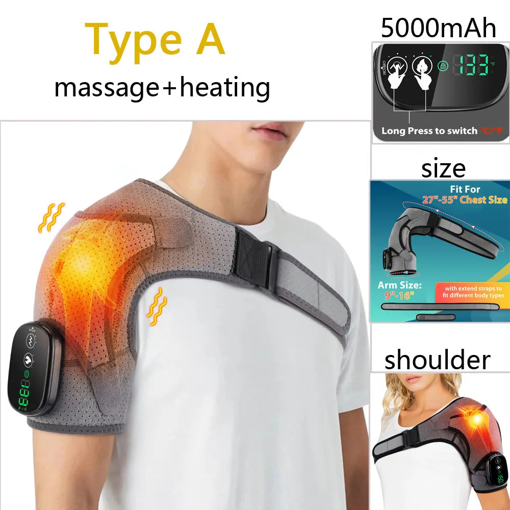 Electric Heating Shoulder & Knee Massager – Vibration Heat Therapy Brace