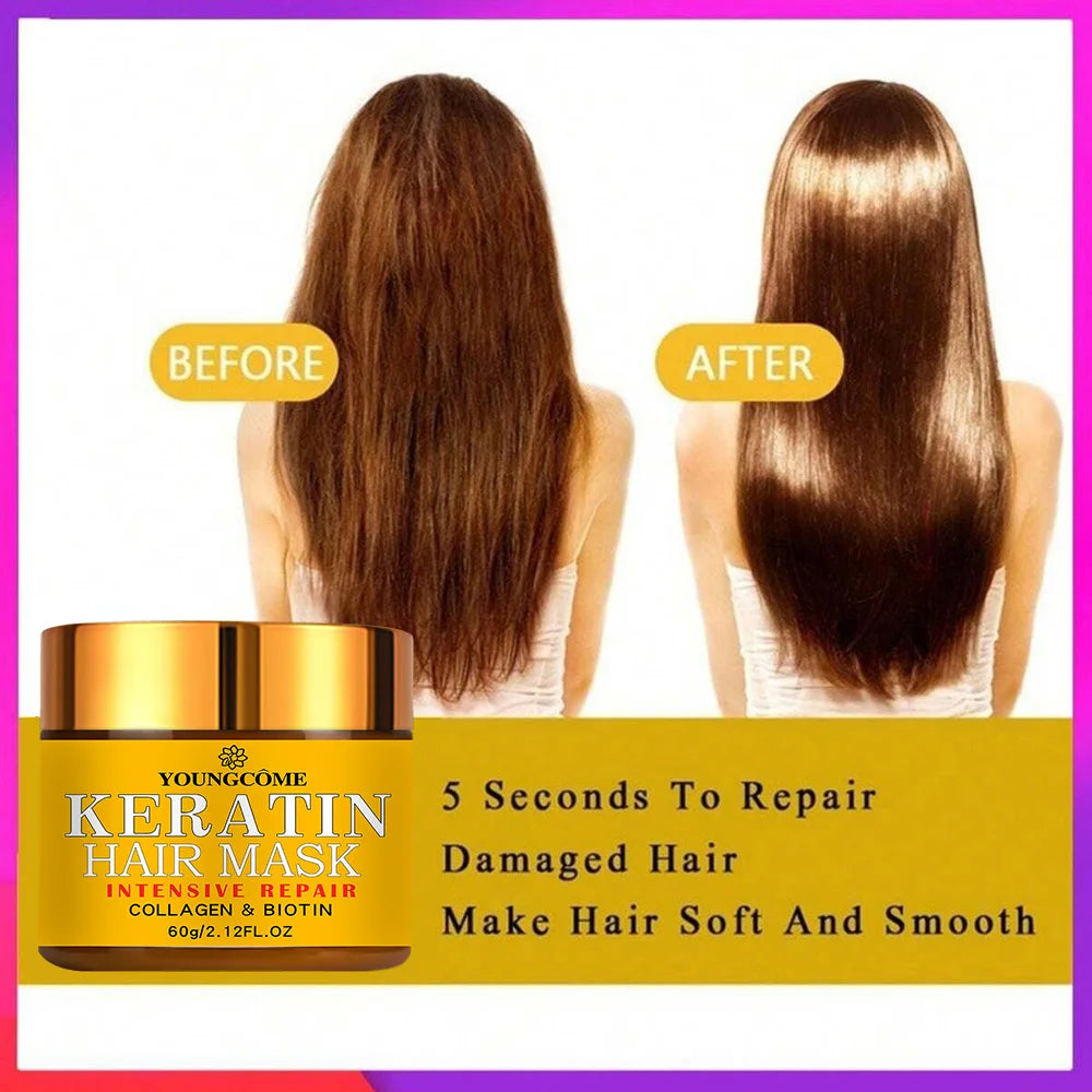 Bloom & Bare Keratin Repair Hair Mask – Frizz Control & Shine