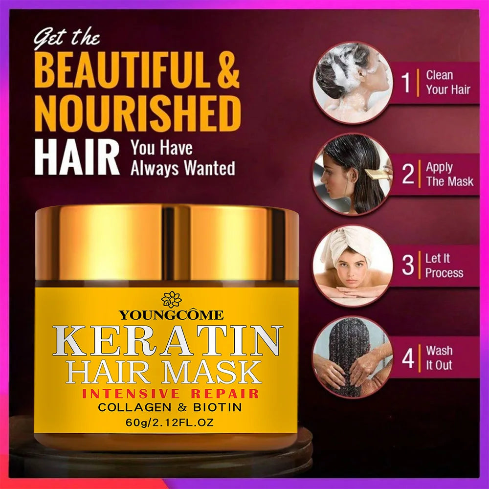 Bloom & Bare Keratin Repair Hair Mask – Frizz Control & Shine