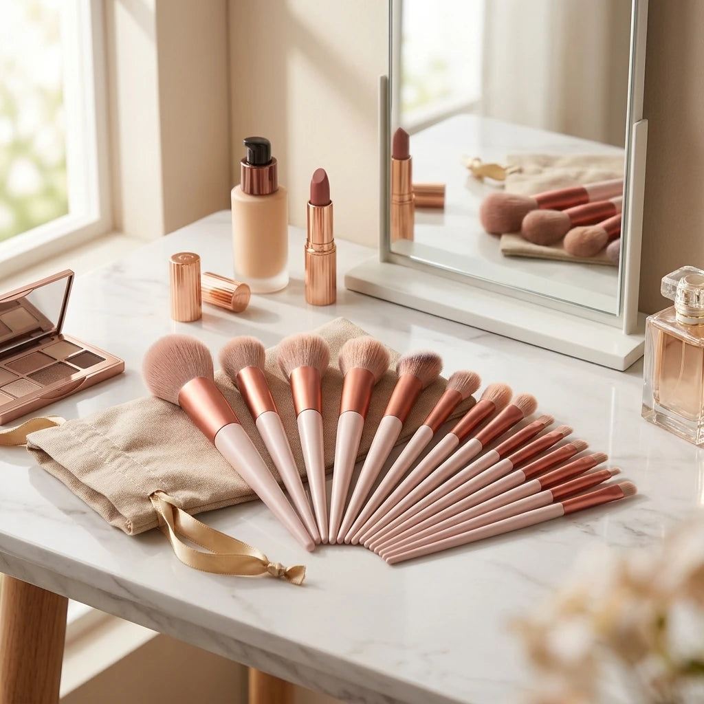 Bloom & Bare Pro Makeup Brush Set – Vegan Synthetic Bristles