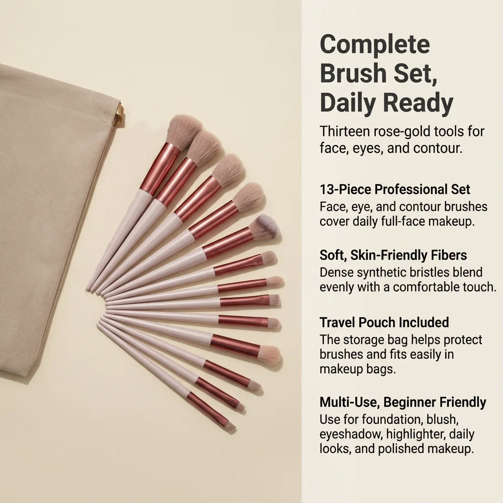 Bloom & Bare Pro Makeup Brush Set – Vegan Synthetic Bristles