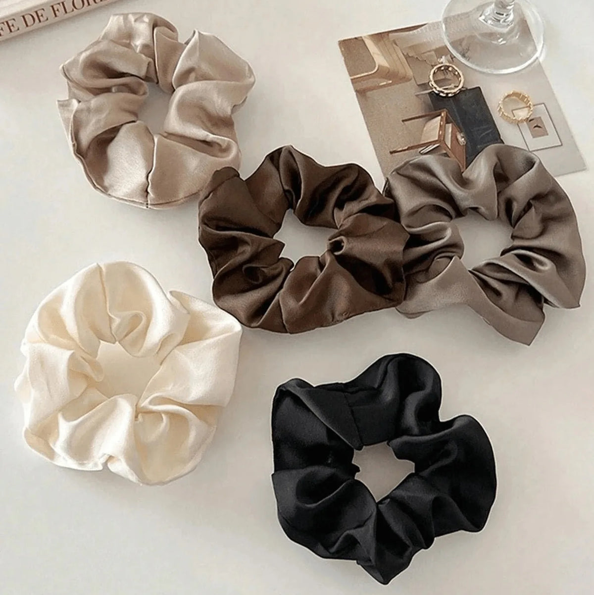 Bloom & Bare Silk Hair Scrunchies Set – Satin Damage-Free