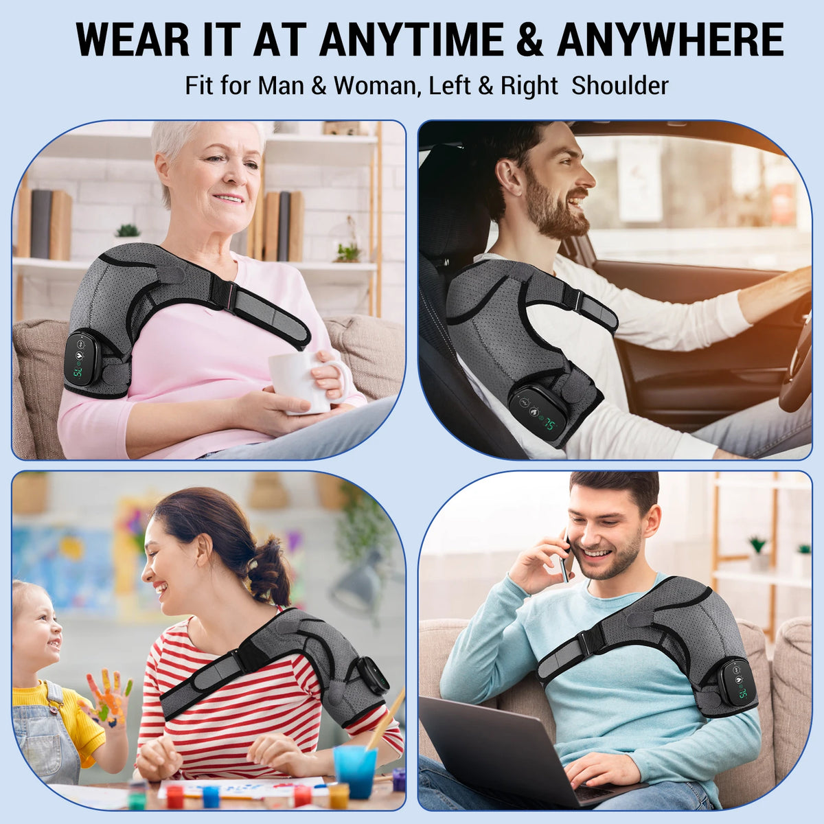 Electric Heating Shoulder & Knee Massager – Vibration Heat Therapy Brace