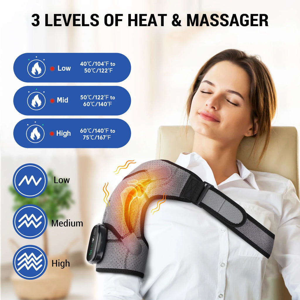Electric Heating Shoulder & Knee Massager – Vibration Heat Therapy Brace