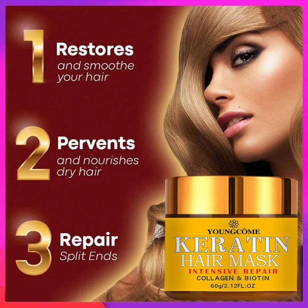 Bloom & Bare Keratin Repair Hair Mask – Frizz Control & Shine
