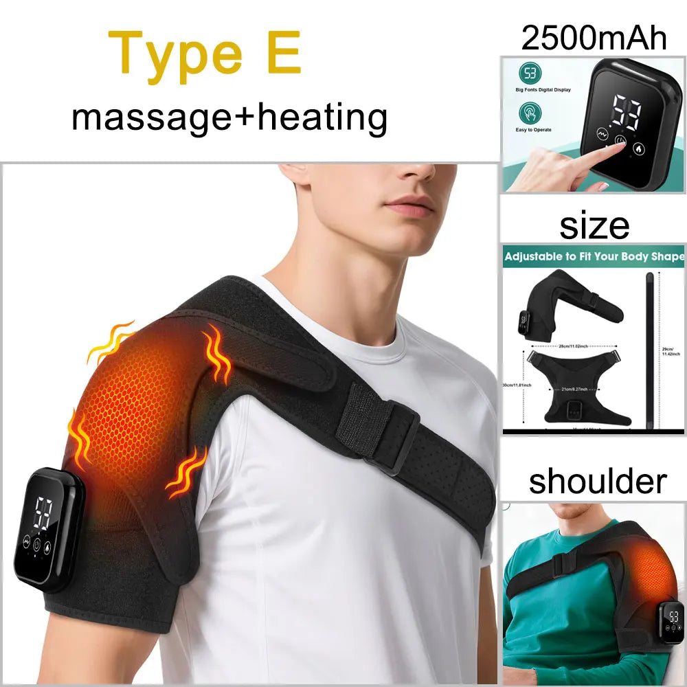 Electric Heating Shoulder & Knee Massager – Vibration Heat Therapy Brace